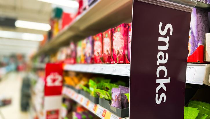 The snack aisle at a supermarket