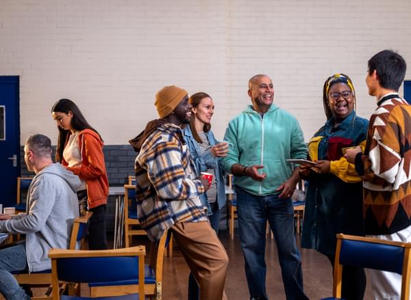 A group of people in a UK community centre